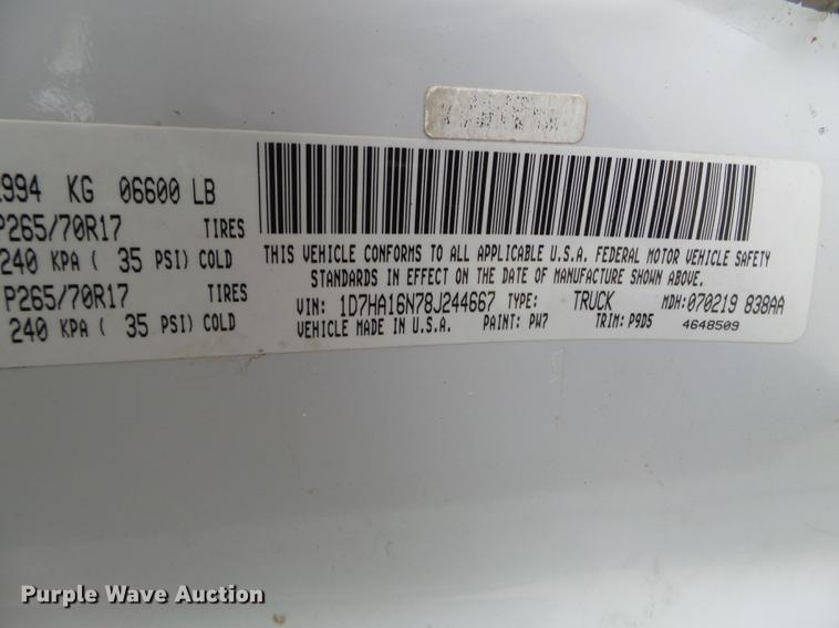 image for item DD0742 2008 Dodge Ram 1500 pickup truck