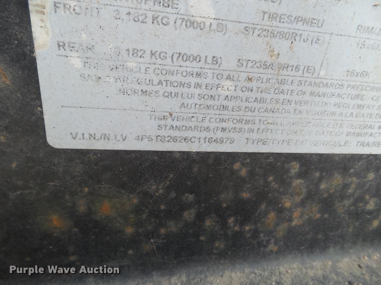 image for item DD0749 2012 PJ Trailers tilt deck utility trailer