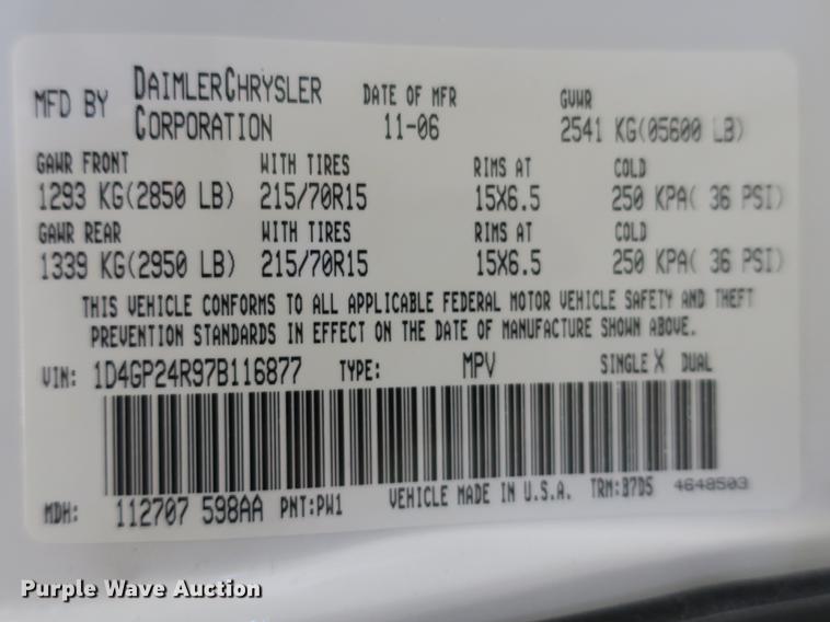 image for item DB8917 2007 Dodge Grand Caravan van