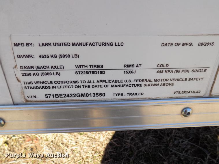 image for item DD3569 2016 Lark United utility trailer