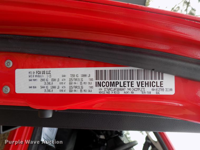 image for item DF2114 2015 Dodge Ram 4500 truck cab and chassis