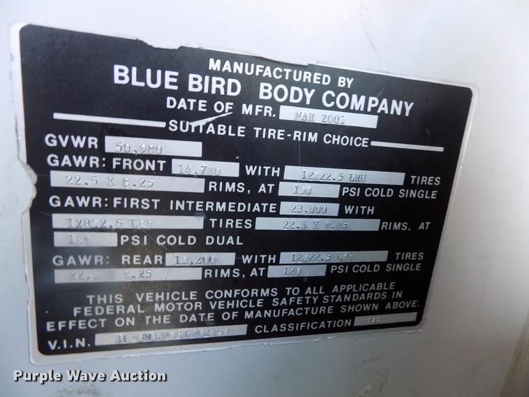 image for item DY9198 2001 Blue Bird LTC-40 coach bus