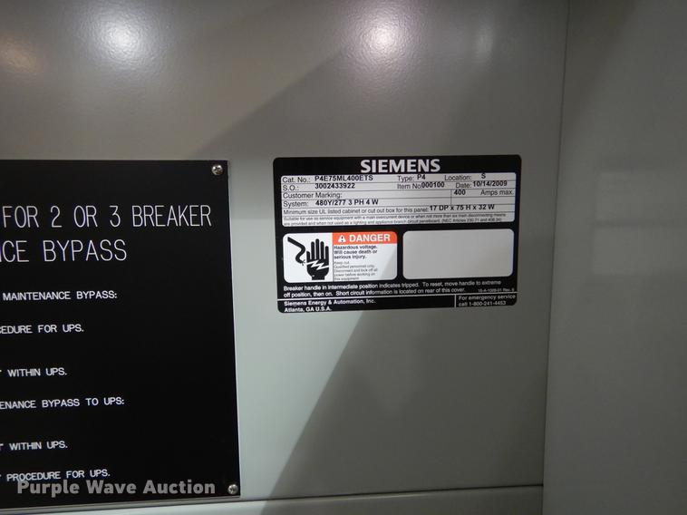 image for item DY9772 Siemens UPS maintenance bypass panel