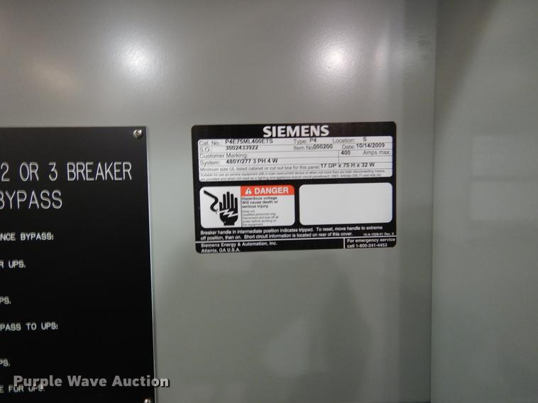 image for item DY9773 Siemens UPS maintenance bypass panel