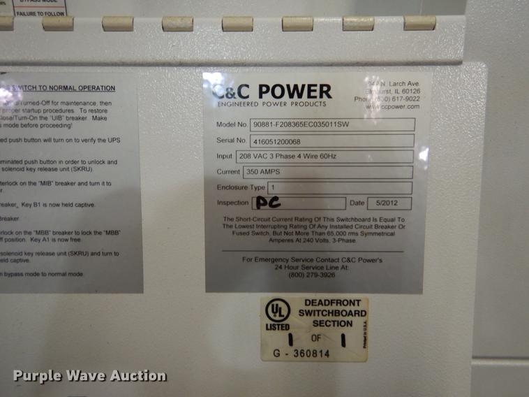 image for item DY9780 C&C Power UPS maintenance bypass
