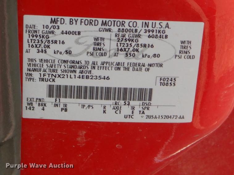 image for item ER9393 2004 Ford F250 Super Duty SuperCab pickup truck