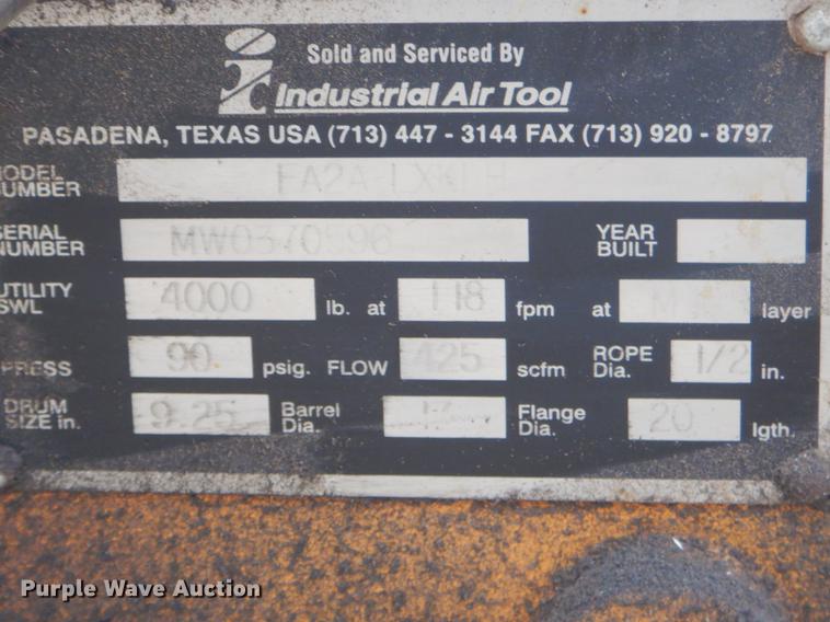 image for item ER9423 Ingersoll Rand FA2AIXKIH pneumatic winch