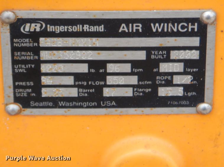 image for item ER9424 2002 Ingersoll Rand FA2B-NMXIH pneumatic winch