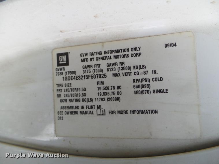 image for item EW9863 2005 GMC C4500 flatbed truck