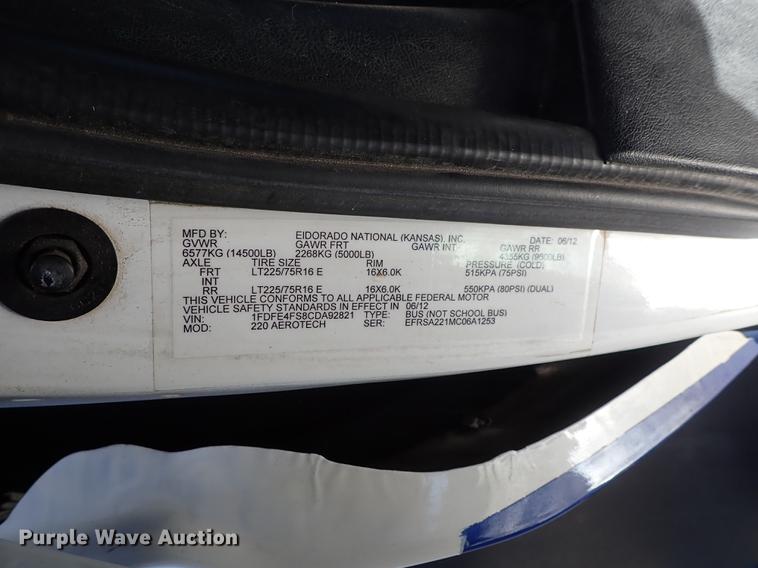 image for item FH9505 2012 Ford Econoline E450 Eldorado Aerotech 220 shuttle bus