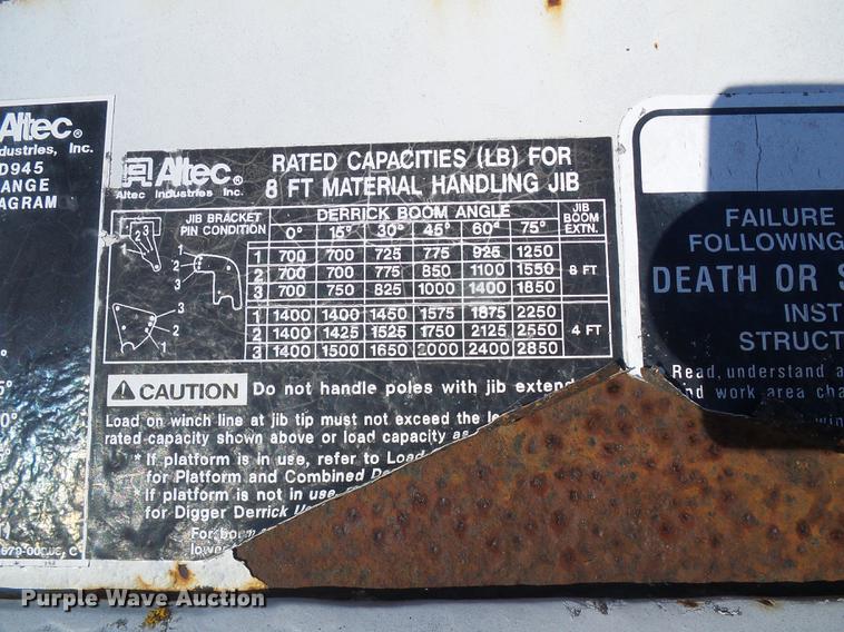 image for item DB2159 Altec D945 digger derrick bed