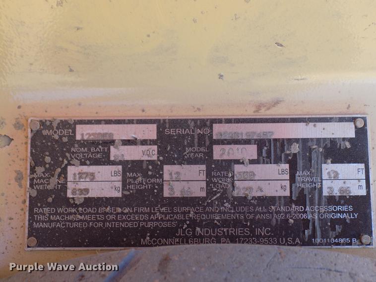 image for item DD3572 2010 JLG 1230ES scissor lift
