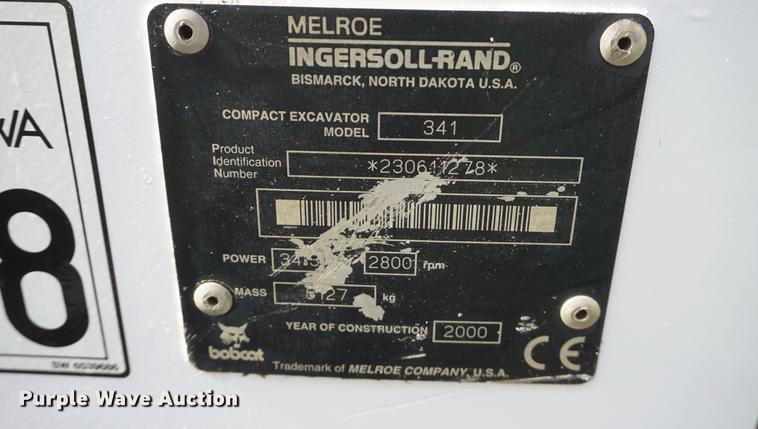 image for item DD6535 2000 Bobcat 341 mini excavator