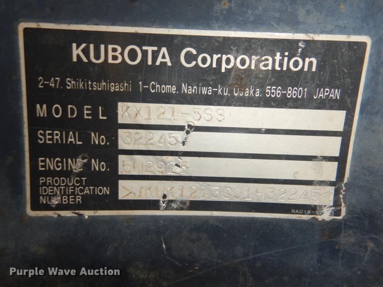 image for item DD8980 Kubota KX121-3 Super Series mini excavator