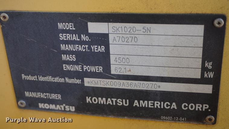 image for item DE3349 2006 Komatsu SK1020-5N skid steer