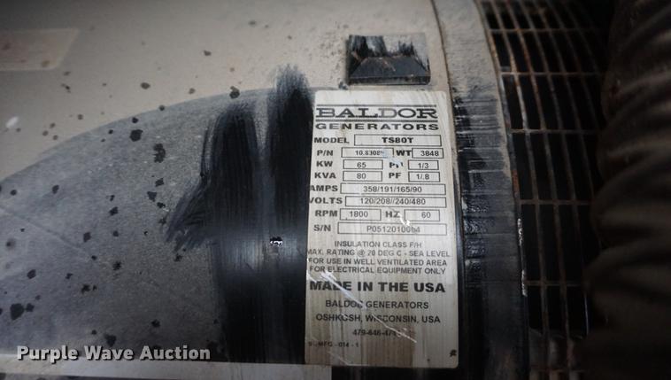 image for item DE3374 2005 Baldor TS80 generator