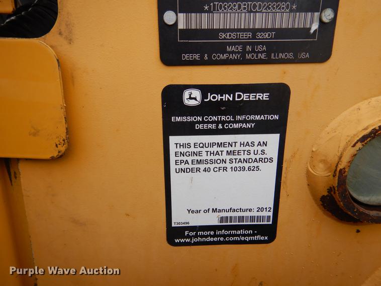 image for item DX9493 2012 John Deere 329D skid steer