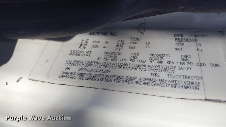 image for item EI9733 2012 International ProStar semi truck