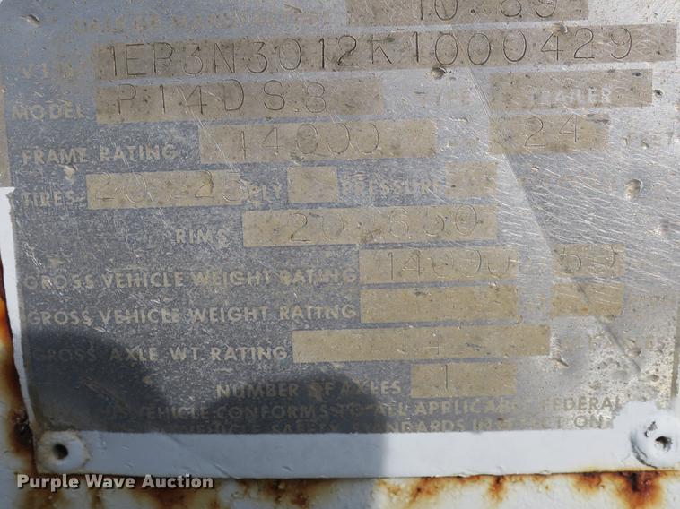 image for item DB8907 1989 Evans-Plugge R14DS3 pole trailer