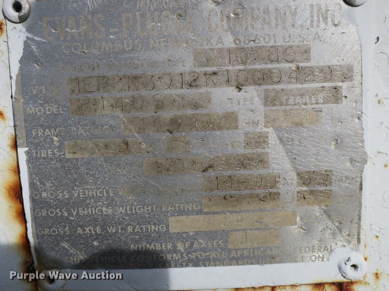 image for item DB8907 1989 Evans-Plugge R14DS3 pole trailer