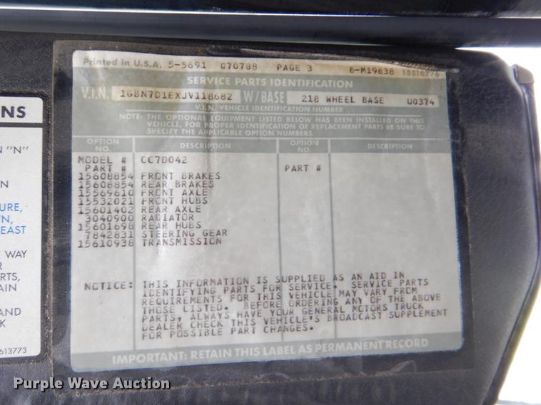 image for item DE0049 1988 Chevrolet C70 Custom Deluxe fire truck