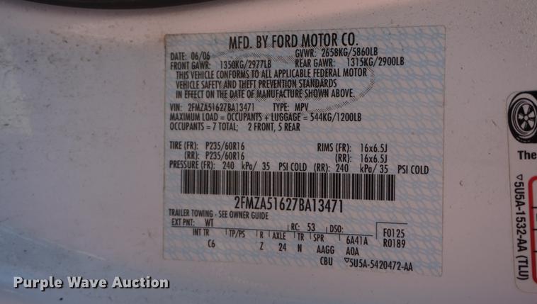 image for item DE3350 2007 Ford Freestar van