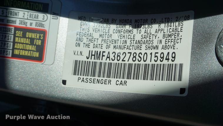 image for item DE3354 2008 Honda Civic Hybrid