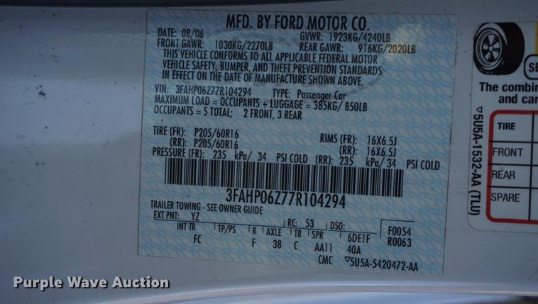 image for item DE3355 2007 Ford Fusion