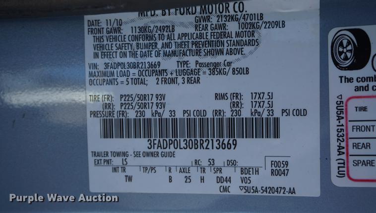 image for item DE3360 2011 Ford Fusion Hybrid