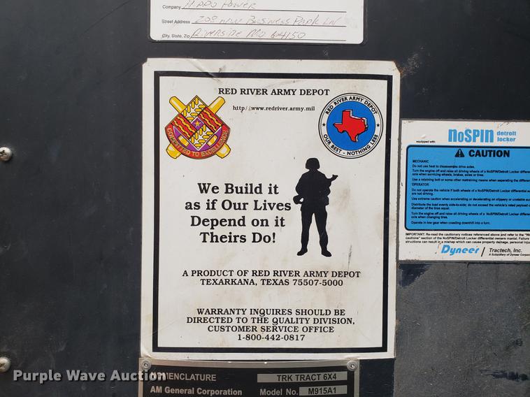 image for item AN9463 1983 Am General M915A1 semi truck