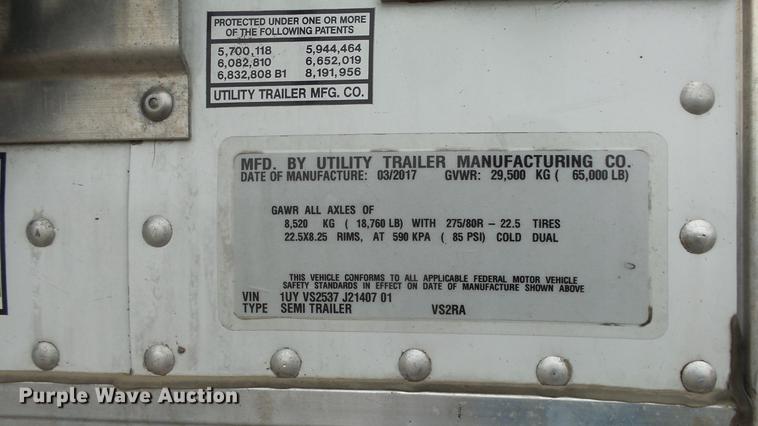 image for item DG2854 2018 Utility Trailers refrigerated van trailer