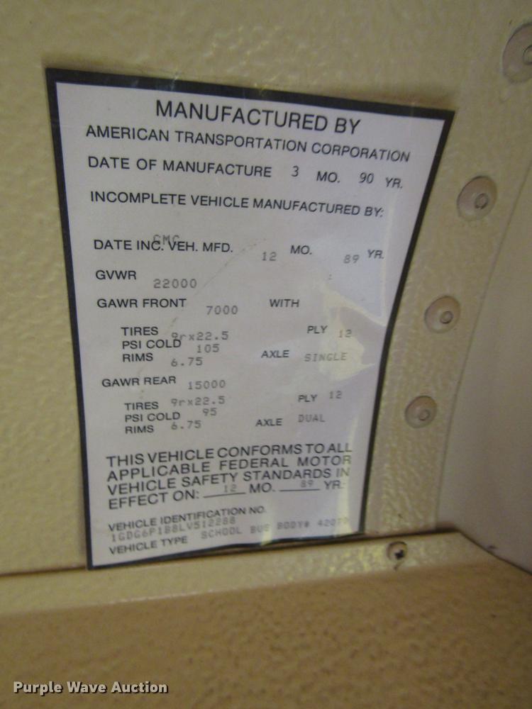 image for item DB6902 1990 GMC 6000 school bus