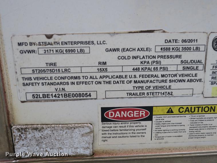 image for item DB8912 2011 Stealth STET714TA2 enclosed cargo trailer