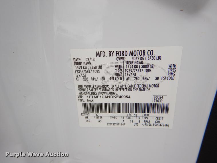 image for item DE0091 2013 Ford F150 XL pickup truck