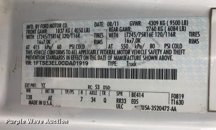 image for item EM9064 2012 Ford E350 Super Duty van