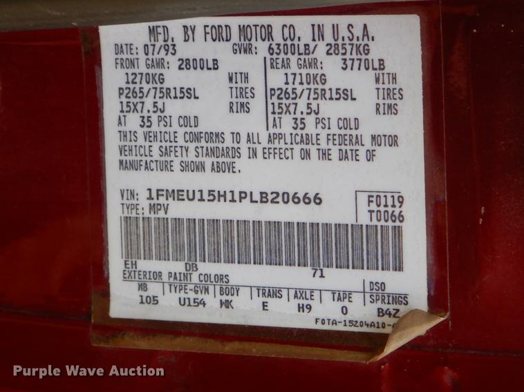 image for item ER9432 1993 Ford Bronco SUV