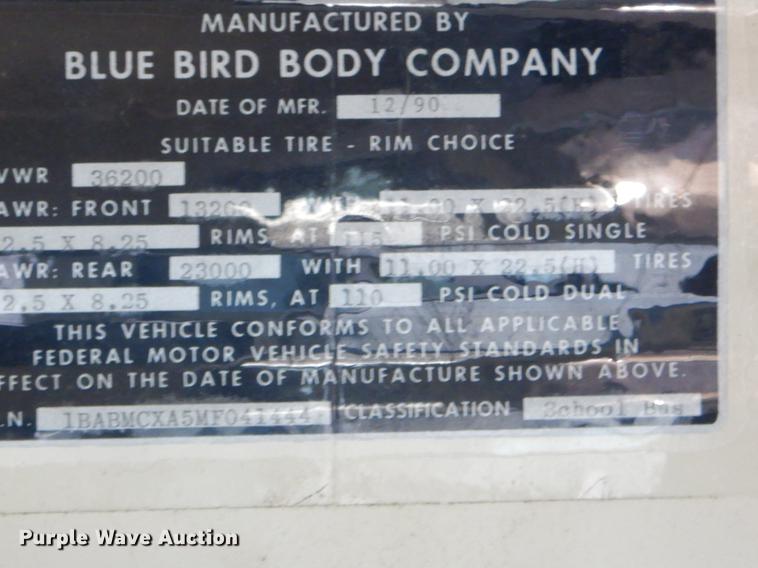 image for item ER9451 1991 Blue Bird school bus