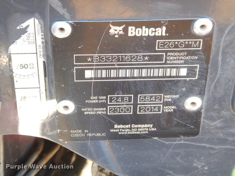 image for item ER9417 2014 Bobcat E26 mini excavator