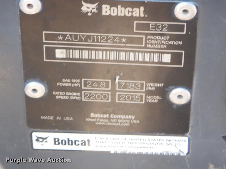 image for item ER9418 2015 Bobcat E32 mini excavator