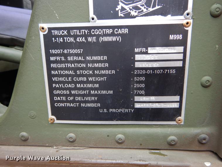 image for item DE5979 1981 Am General flatbed truck