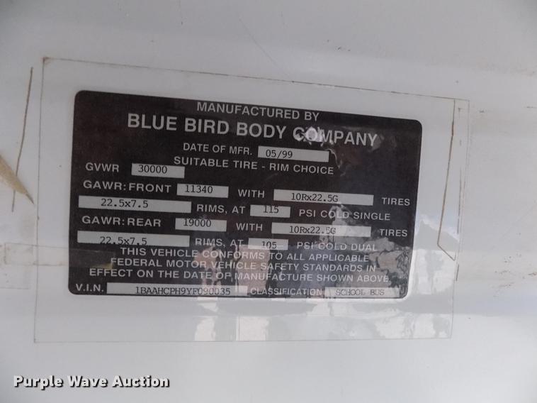 image for item DY9209 2000 Blue Bird TC2000 school bus