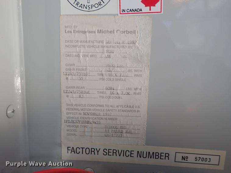 image for item EM9471 1997 Ford Econoline E350 Crown school bus