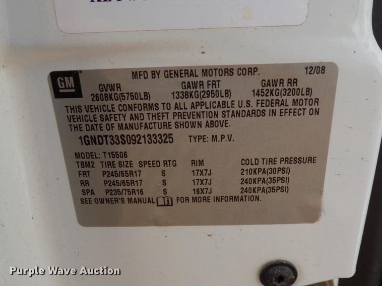 image for item FQ9165 2009 Chevrolet TrailBlazer LT SUV