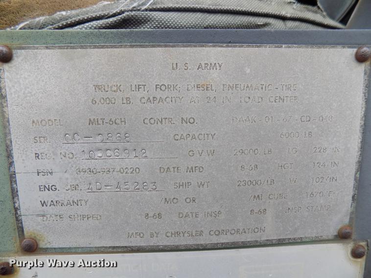 image for item FQ9211 1968 Chrysler MLT-6CH telehandler