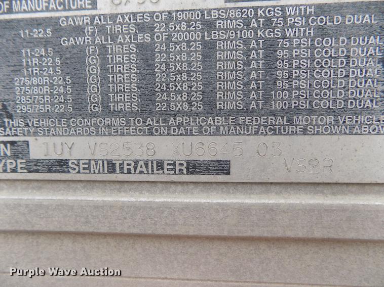 image for item DE0431 1999 Utility Trailers VS2R refrigerated van trailer