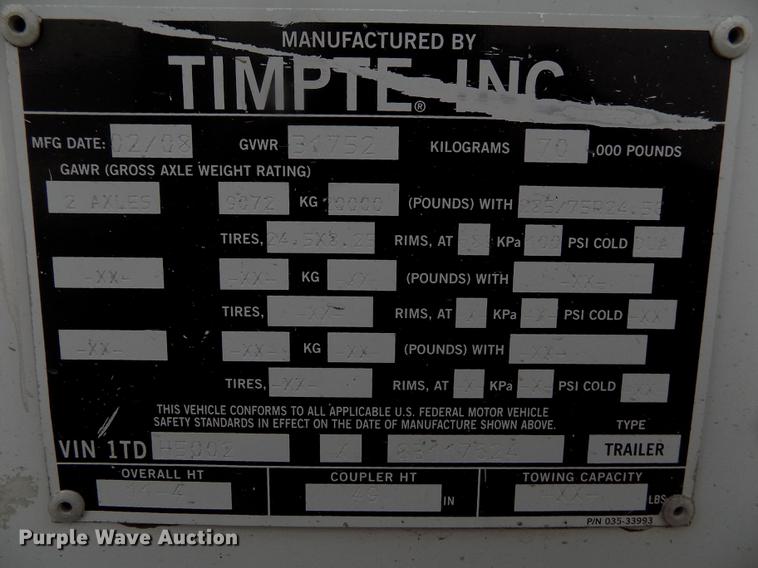 image for item DE0435 2008 Timpte Super Hopper double hopper bottom grain trailer
