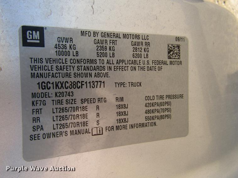 image for item DB6923 2012 Chevrolet Silverado 2500HD Crew Cab pickup truck