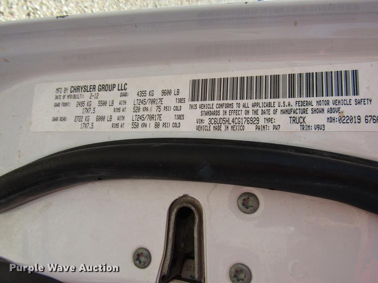 image for item DB6936 2012 Dodge Ram 2500 Crew Cab pickup truck