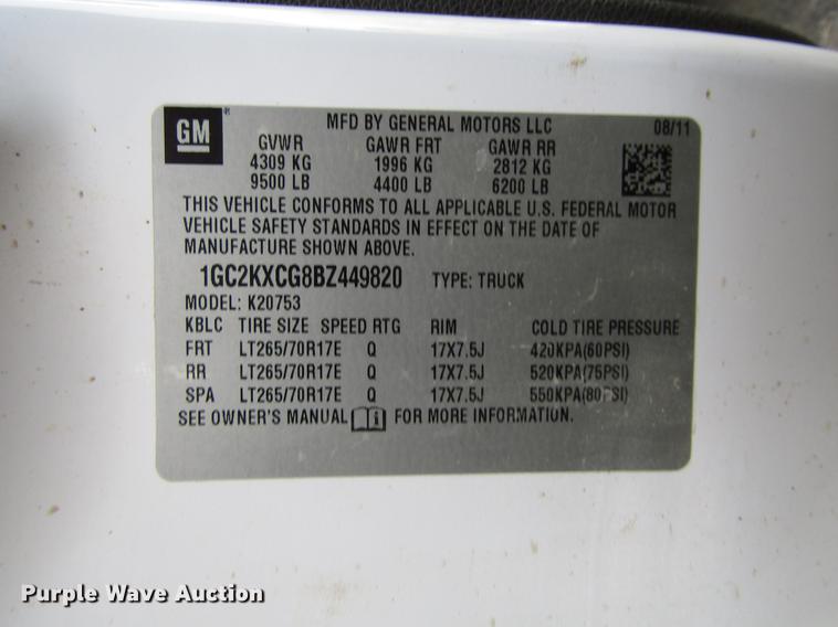 image for item DB6946 2011 Chevrolet Silverado 2500 Ext. Cab pickup truck