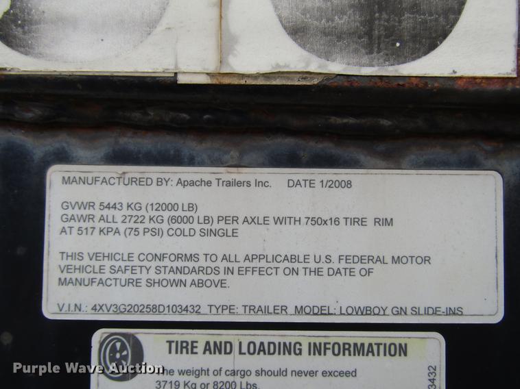 image for item DB6968 2008 Apache equipment trailer